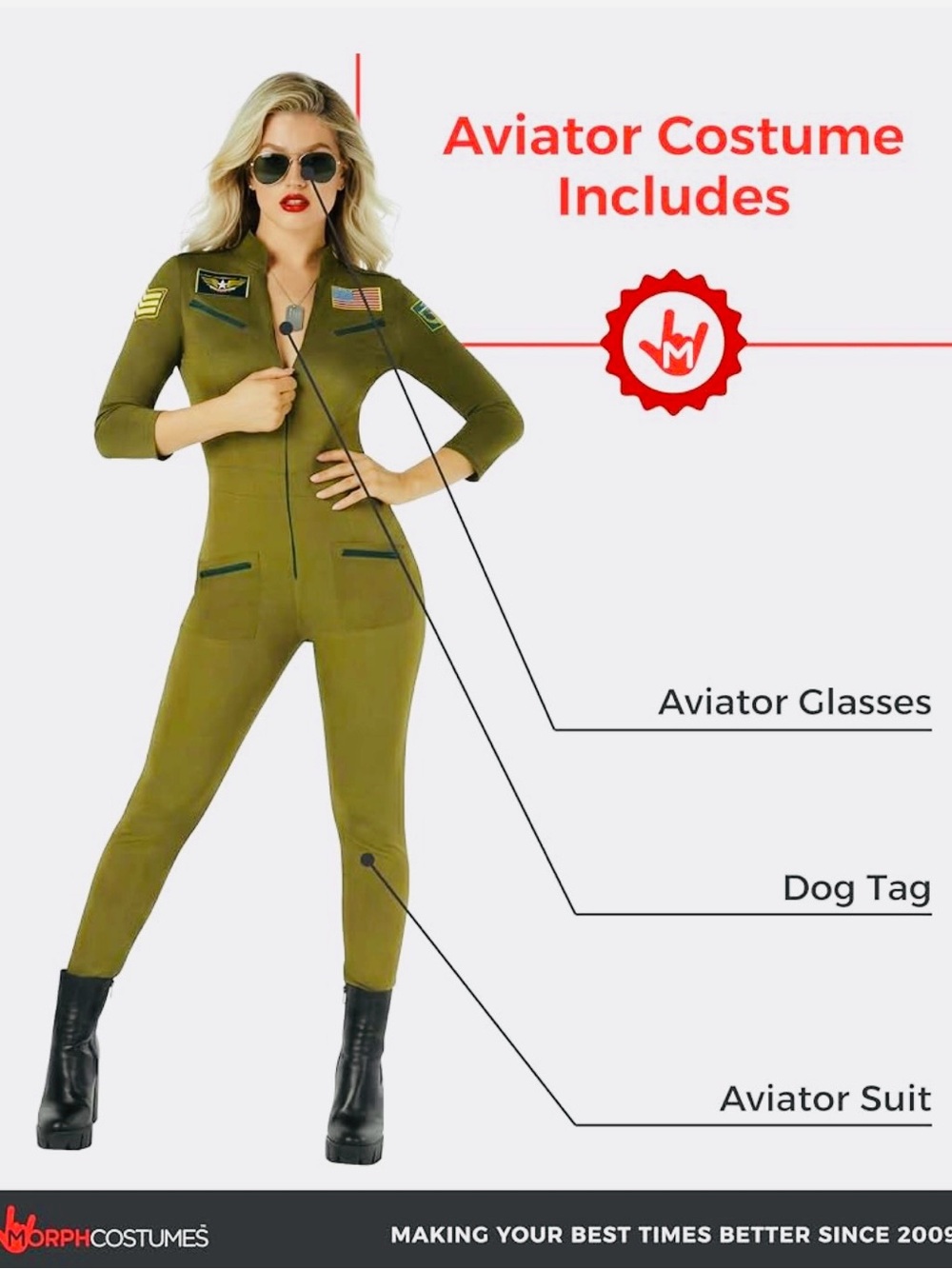 Morphe Olive Green Aviator-Style Jumpsuit with Patches